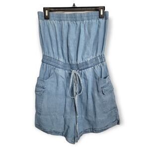 NWT Charley's Boutique Denim Strapless Romper Size SMALL